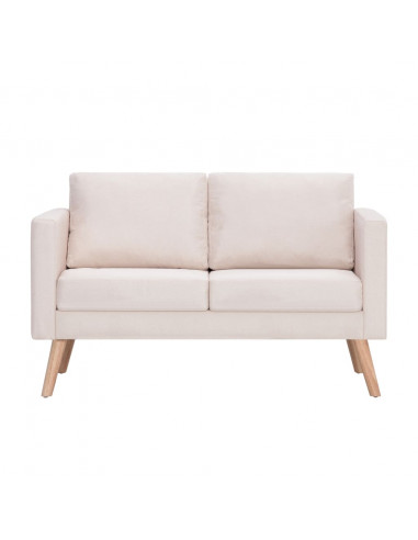 Divano a 2 Posti in Tessuto Crema