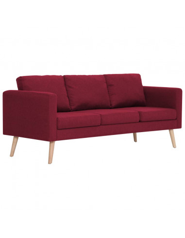 Divano a 3 Posti in Tessuto Rosso Vino