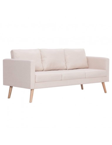 Divano a 3 Posti in Tessuto Crema