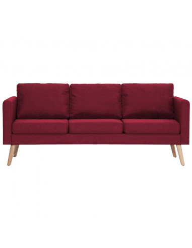Divano a 3 Posti in Tessuto Rosso Vino