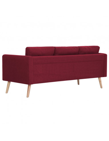 Divano a 3 Posti in Tessuto Rosso Vino