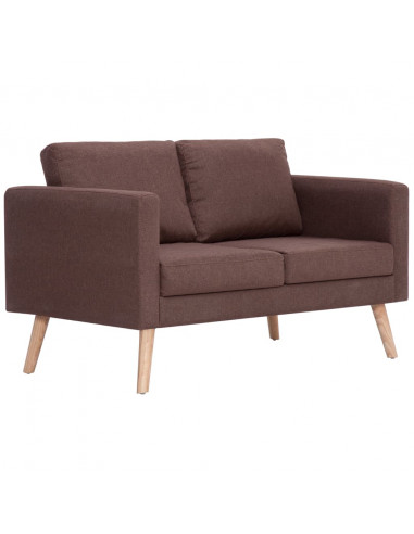 Divano a 2 Posti in Tessuto Marrone