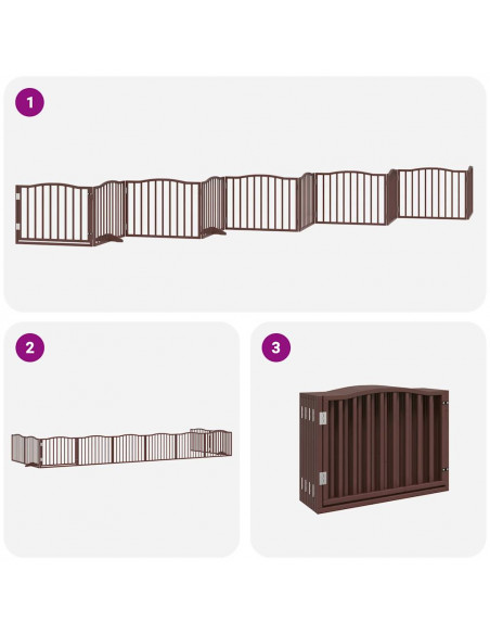 Cancello Cani Porta Pieghevole Marrone 10 Pannelli 800cm Pioppo