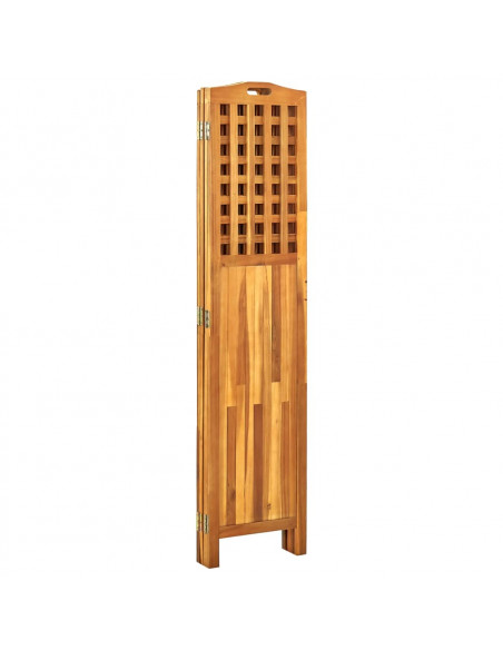 Divisorio a 4 Pannelli Grigio 161x2x170 cm in Massello Acacia