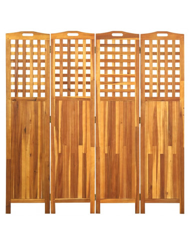 Divisorio a 4 Pannelli Grigio 161x2x170 cm in Massello Acacia