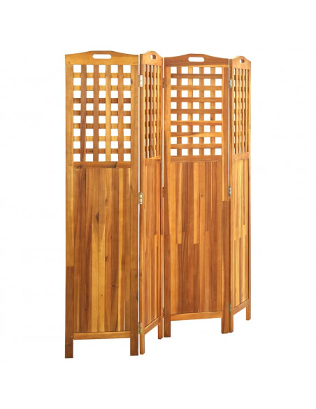 Divisorio a 4 Pannelli Grigio 161x2x170 cm in Massello Acacia