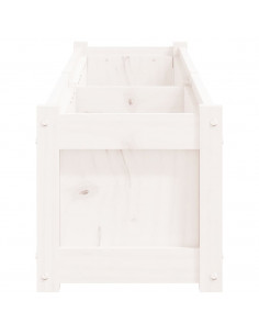 Fioriere da Giardino 2 pz Bianche in Legno Massello di Pino 2