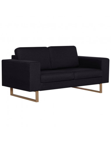 Divano a 2 Posti in Tessuto Nero