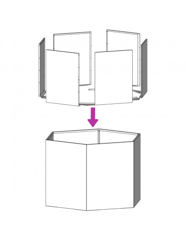Fioriere da Giardino 2 pz Esagono 46x40x45cm in Acciaio Zincato