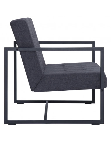 Divano a 2 Posti con Braccioli Grigio Scuro Acciaio e Tessuto