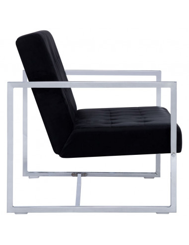 Divano a 2 Posti con Braccioli Nero Cromo e Velluto