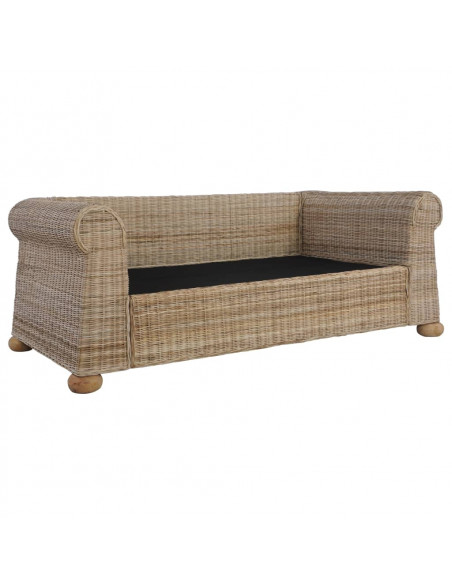 Divano a 2 Posti con Cuscini in Rattan Naturale