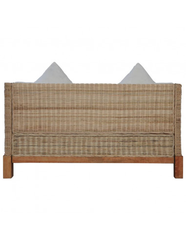 Divano a 2 Posti con Cuscini in Rattan Naturale
