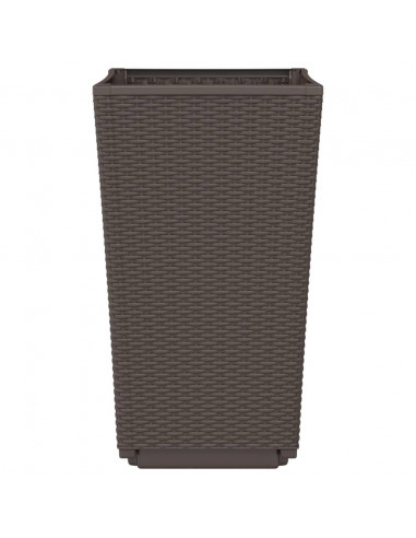 Fioriere da Giardino 2 pz Marrone 32,5x32,5x57 cm in PP