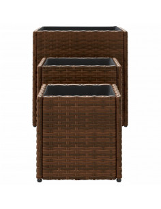 Fioriere da Giardino 3 pz Marroni in Polyrattan