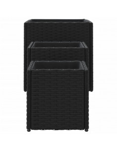 Fioriere da Giardino 3 pz Nere in Polyrattan 2