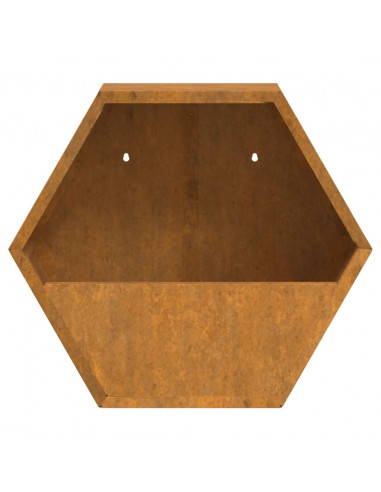 Fioriere da Parete 2 pz Ruggine in Acciaio Corten 30x10x25 cm