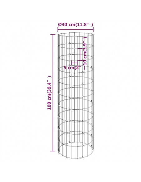 Fioriere Rialzate Gabbioni Circolari 4 pz Ø30x50/100/150/200 cm