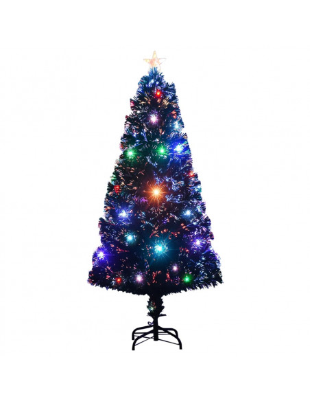 Albero di Natale Preilluminato con Supporto e LED 120 cm Fibra Ottica