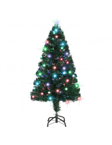 Albero di Natale Preilluminato con Supporto e LED 120 cm Fibra Ottica