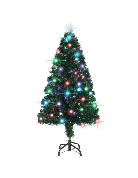 Albero di Natale Preilluminato con Supporto e LED 120 cm Fibra Ottica