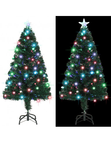 Albero di Natale Preilluminato con Supporto e LED 120 cm Fibra Ottica