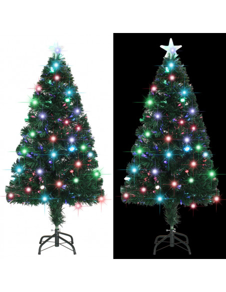 Albero di Natale Preilluminato con Supporto e LED 120 cm Fibra Ottica