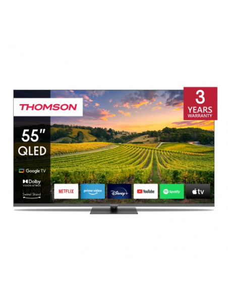 TV THOMSON LED 55" 55QG5C14 SMART GOOGLE TV DVB-T2/S2 QLED CI+ 3XHDMI 2XUSB  - CENTRAL STAND - TELECOMANDO RETRO ILLUMINATO VESA