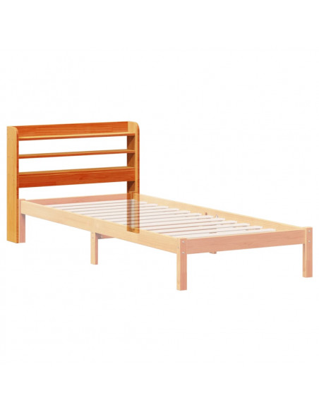 Testiera con Ripiani Marrone Cera 75 cm Legno Massello di Pino