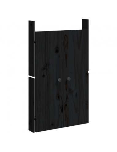 Ante da Cucina da Esterno 2pz Nere 50x9x82cm Legno Massello di Pino