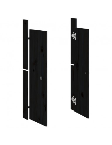 Ante da Cucina da Esterno 2pz Nere 50x9x82cm Legno Massello di Pino