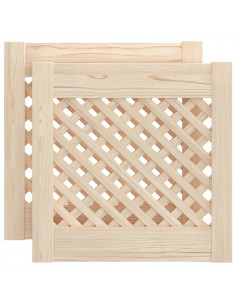 Ante con Design a Reticolo 2 pz 39,5x39,5 cm in Legno di Pino 2