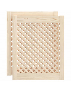 Ante con Design a Reticolo 2 pz 49,5x61,5 cm in Legno di Pino 2