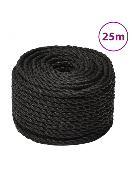 Corda da Lavoro Nera 10 mm 25 m in Polipropilene