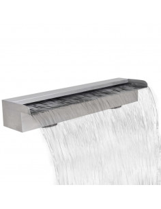 Fontana a Cascata per Giardino Rettangolare Acciaio Inox 60 cm 2