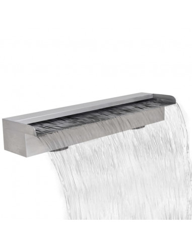 Fontana a Cascata per Giardino Rettangolare Acciaio Inox 60 cm