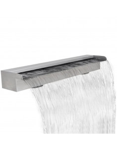 Fontana a Cascata per Giardino Rettangolare Acciaio Inox 90 cm 2