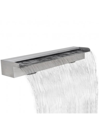 Fontana a Cascata per Giardino Rettangolare Acciaio Inox 90 cm
