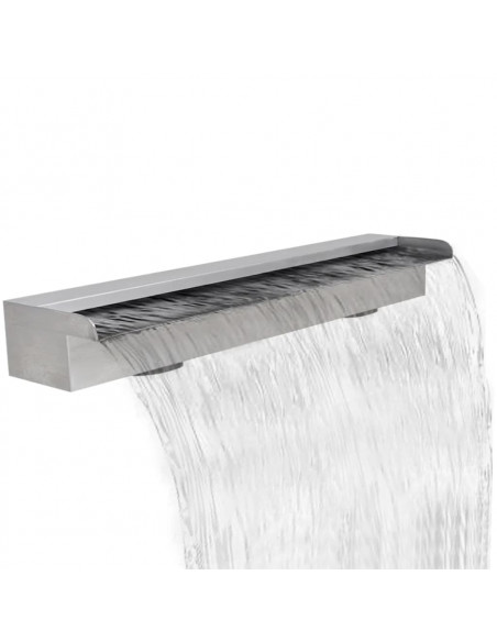Fontana a Cascata per Giardino Rettangolare Acciaio Inox 90 cm