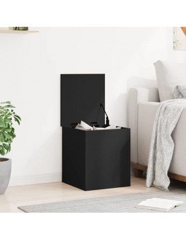 Contenitore Portaoggetti Nero 40x42x46 cm Legno Multistrato
