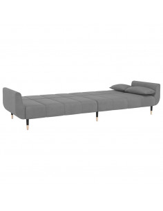 Divano Letto a 2 Posti con 2 Cuscini Grigio Chiaro in Velluto 2