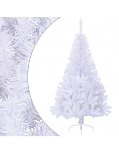 Albero di Natale Artificiale Metà con Supporto Bianco 150cm PVC 2