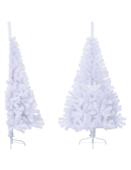 Albero di Natale Artificiale Metà con Supporto Bianco 150cm PVC
