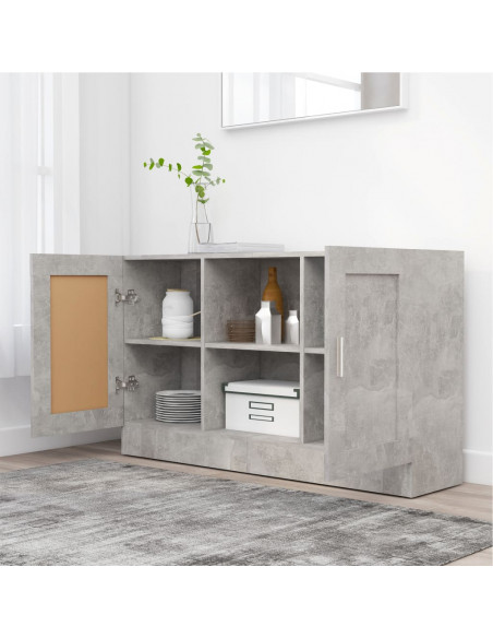 Credenza Grigio Cemento 120x30,5x70 cm in Legno Multistrato