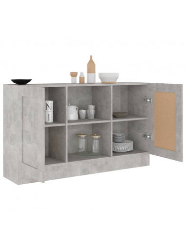 Credenza Grigio Cemento 120x30,5x70 cm in Legno Multistrato