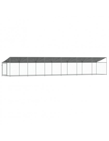 Gabbia Cani con Tetto e Porta Grigia 12x2x2 m Acciaio Zincato