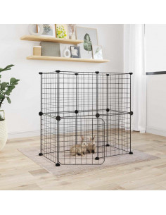 Gabbia per Animali 12 Pannelli con Porta Nero 35x35 cm Acciaio