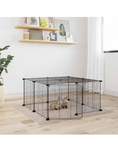 Gabbia per Animali 12 Pannelli con Porta Nero 35x35 cm Acciaio