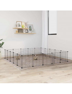 Gabbia per Animali 20 Pannelli con Porta Nera 35x35 cm Acciaio 2