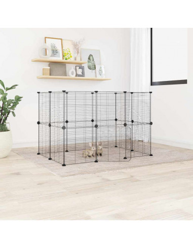 Gabbia per Animali 20 Pannelli con Porta Nera 35x35 cm Acciaio